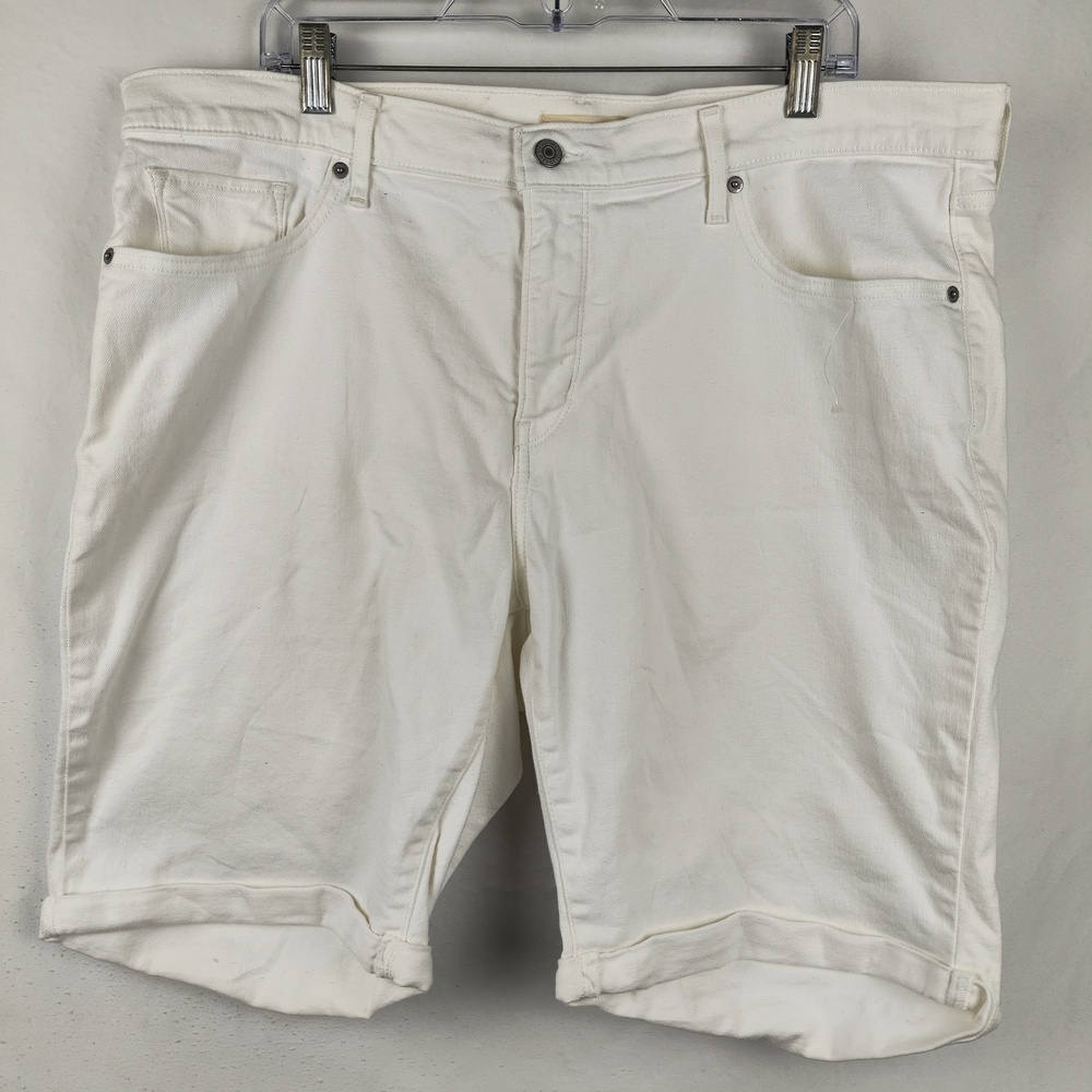 Levis Bermuda Shorts Womens 20W White Denim Classic Stretch 5 Pocket Summer